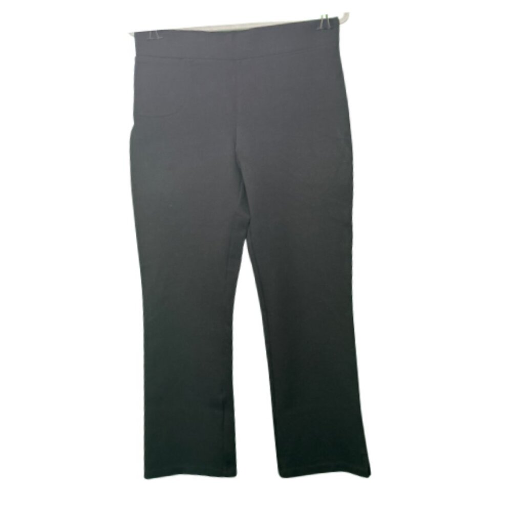 Gently Worn Black QUINCE Straight Leg Trousers Size L (BB1032)